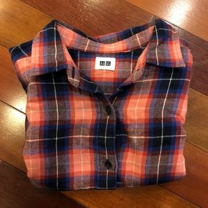Uniqlo Plaid Shirt, Small - Pink and Blue Plaid